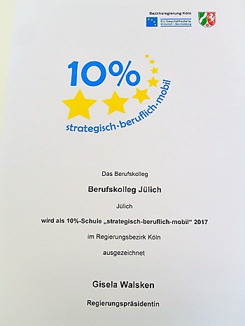 Berufskolleg Jülich zertifiziert für Auslandspraktika